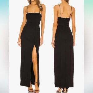 Capuffy Spaghetti Strap Maxi Dress Thigh-High Slit Cocktail Party Black Sz 8-10